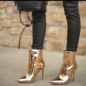 rose gold metallic booties